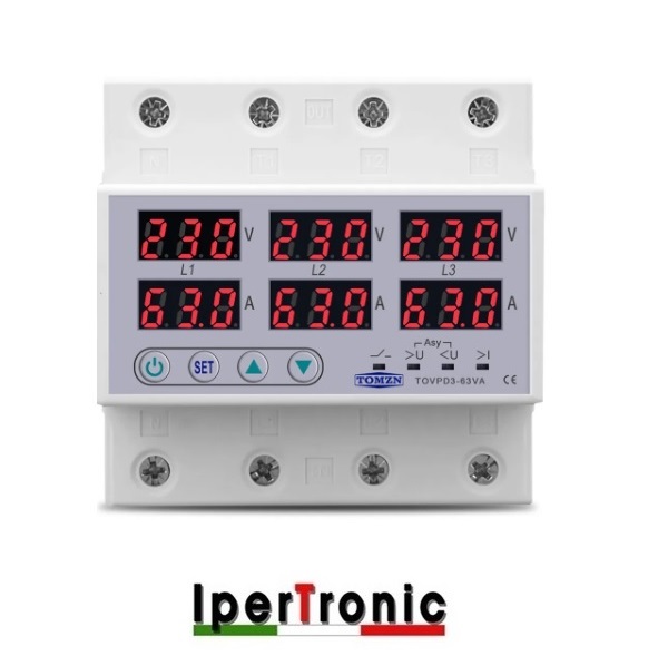 Voltmetro Amperometro Digitale 6 Moduli 380V 100A